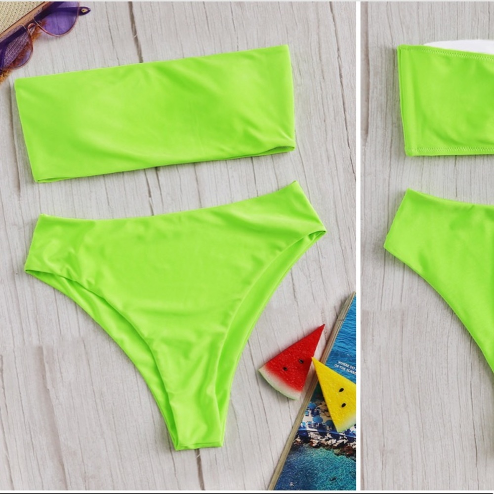 NEW shein neon high waisted bikini